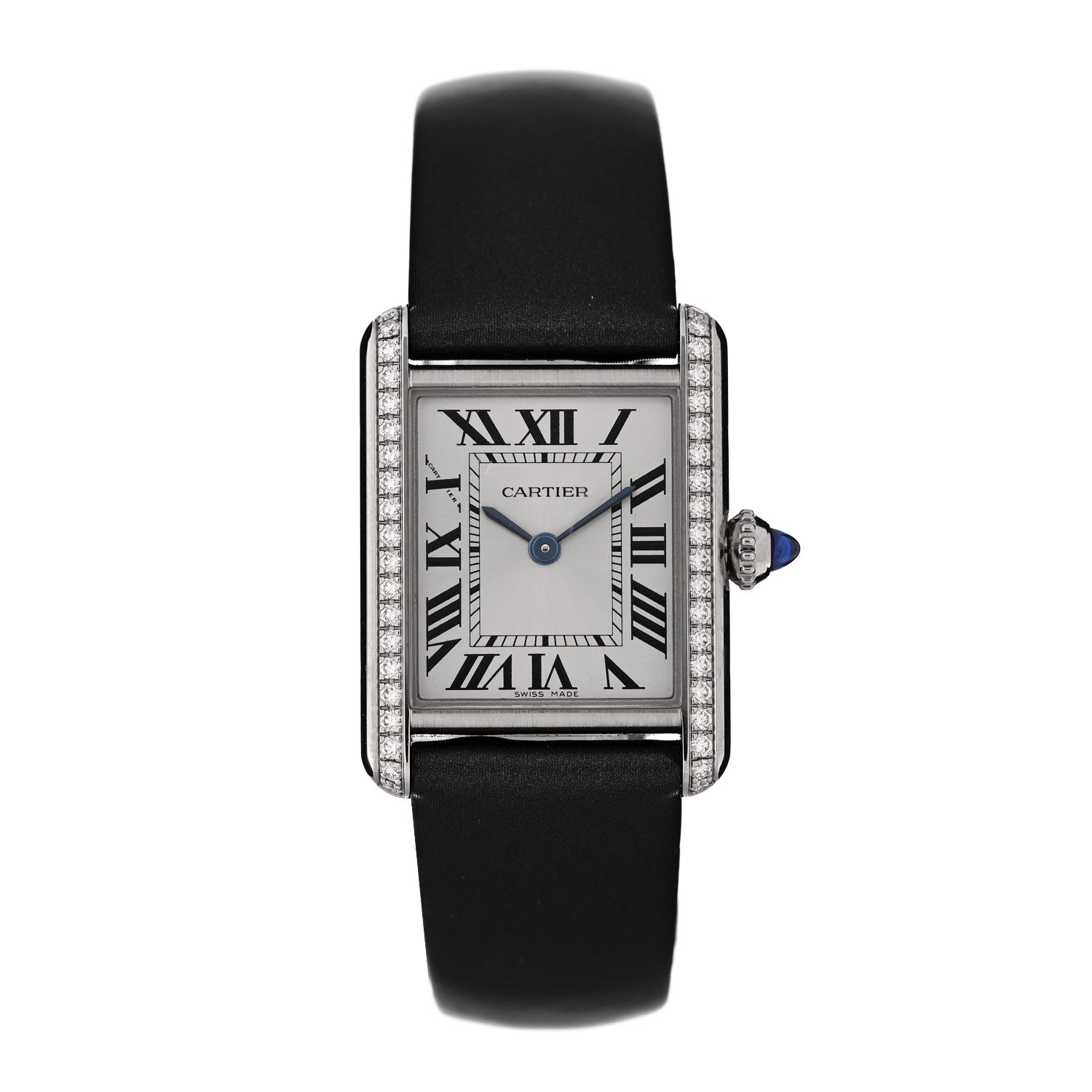 Cartier Stainless Steel Satin Diamond 22mm Must de Cartier Tank Quartz Watch 1 of 5