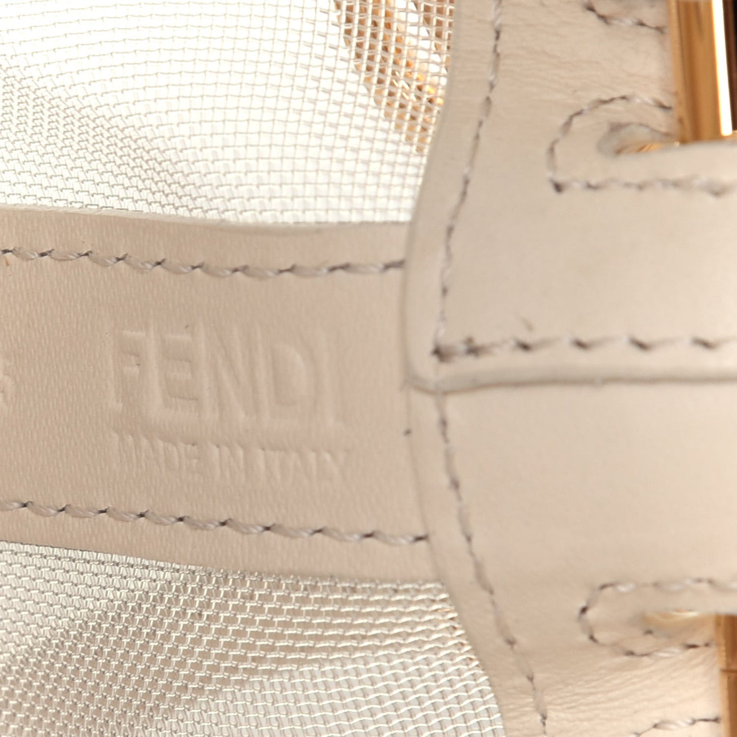 Mesh Vitello King F is Fendi Logo Embroidered Mini Mon Tresor Bucket Bag Sabbia White Ice