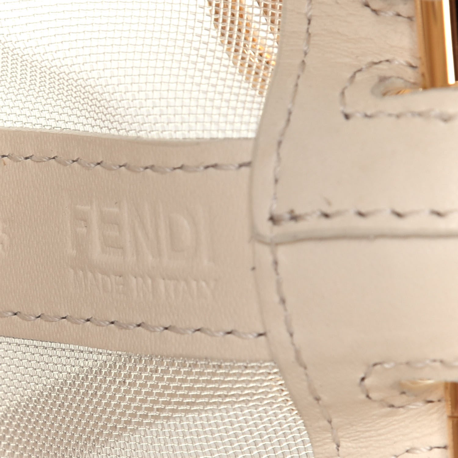 Fendi Mesh Vitello King F is Fendi Logo Embroidered Mini Mon Tresor Bucket Bag Sabbia White Ice 5 of 10