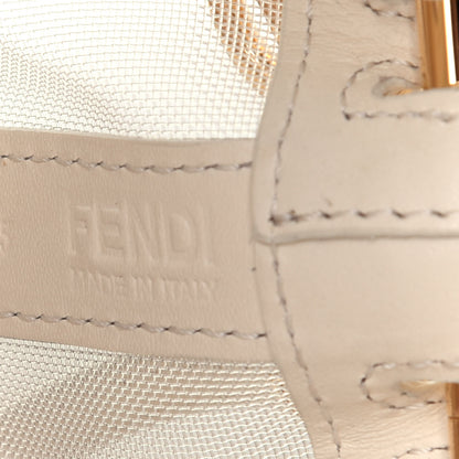 Fendi Mesh Vitello King F is Fendi Logo Embroidered Mini Mon Tresor Bucket Bag Sabbia White Ice 5 of 10
