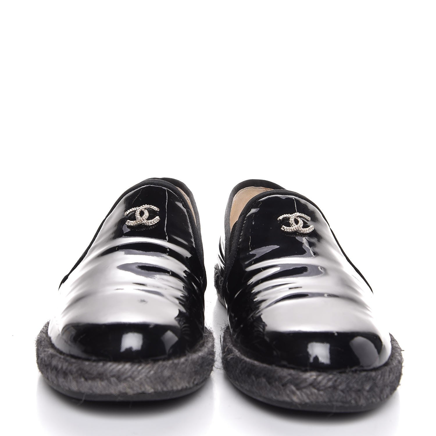 Chanel Patent Calfskin CC Mocassin Loafer Espadrilles 37 Black 2 of 10