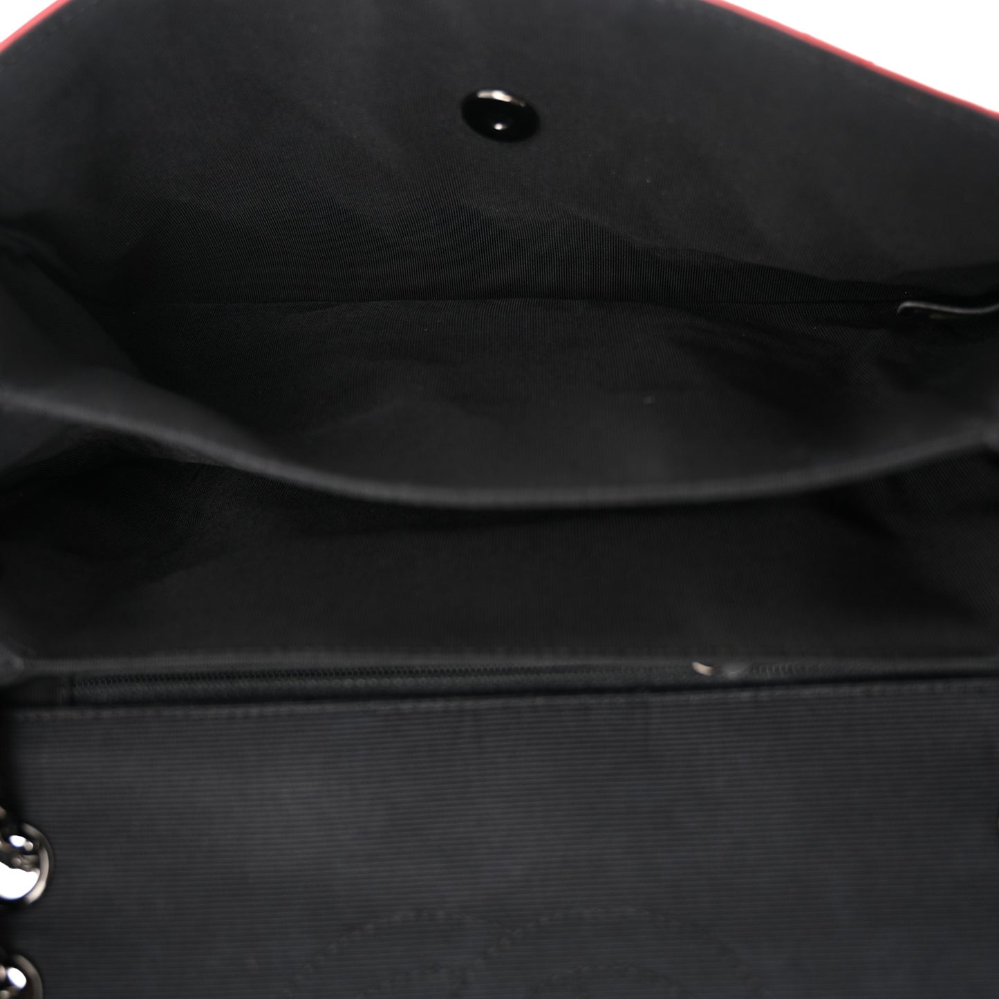 Lambskin Grosgrain Quilted Flap Red Black