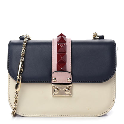 Valentino Garavani Vitello Small Glam Lock Rockstud Flap Light Ivory Water Rose Marine Rubin 1 of 14