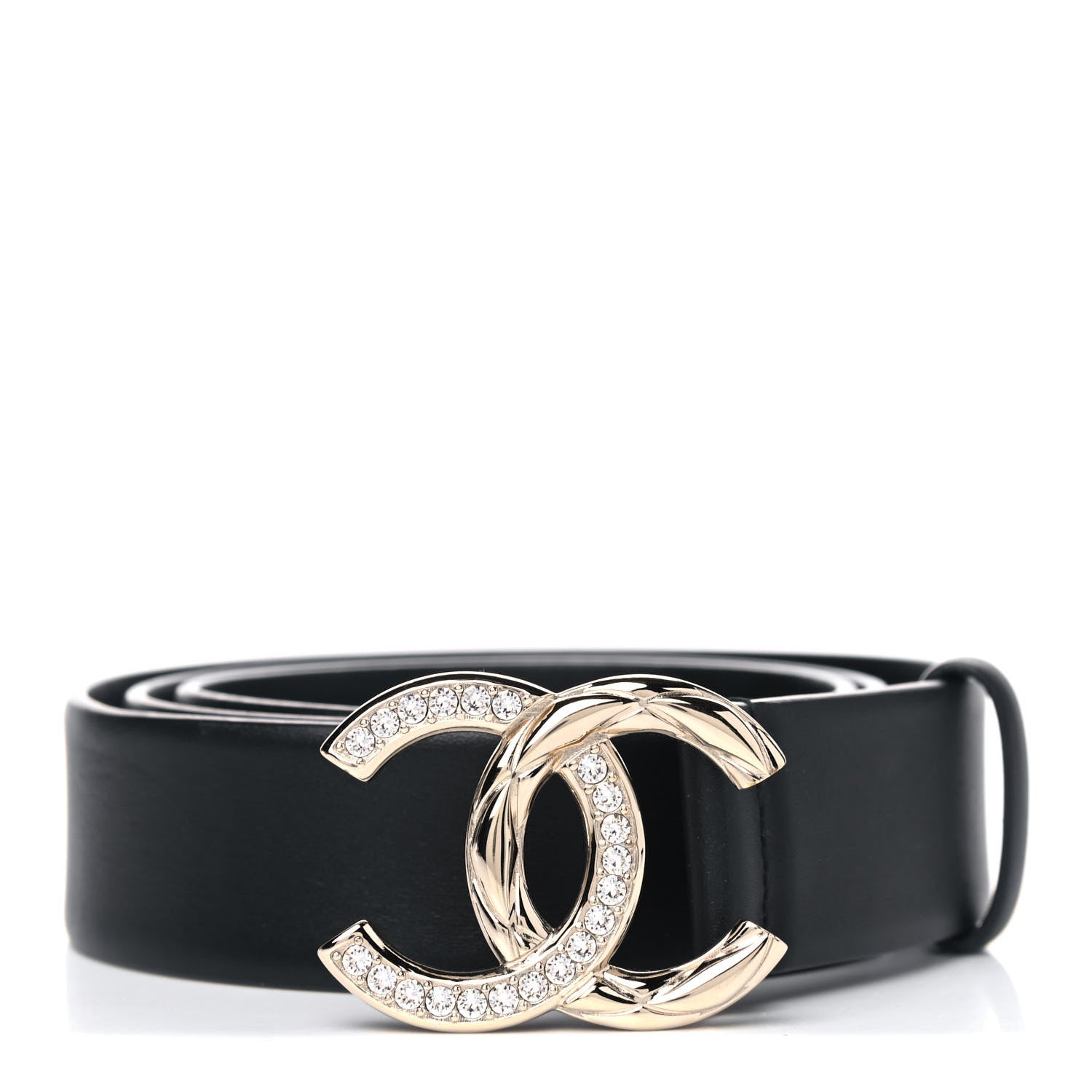 Chanel Calfskin Crystal Metal Quilted CC Belt 80 32 Black 1 of 4