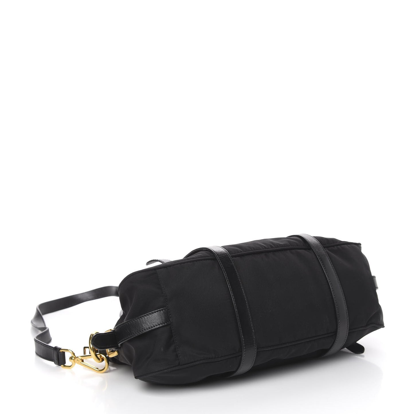 Tessuto Nylon Soft Calfskin Shopping Satchel Black