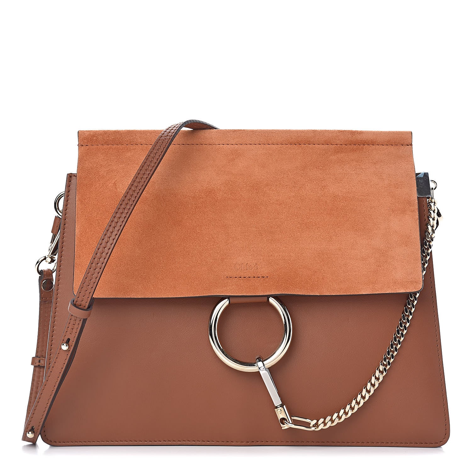 Chloe Suede Calfskin Medium Faye Shoulder Bag Tobacco 1 of 14