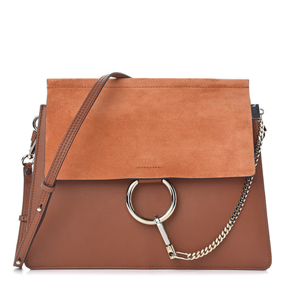 Chloe Suede Calfskin Medium Faye Shoulder Bag Tobacco 1 of 14