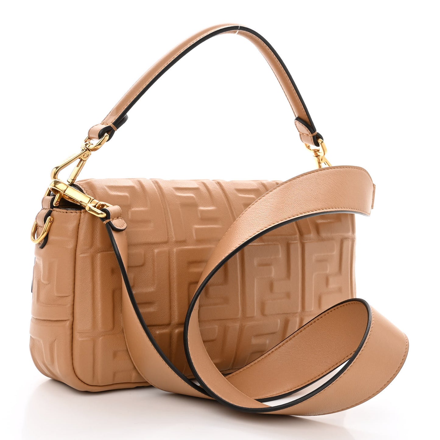 Nappa FF 1974 Embossed Baguette Miele Scuro