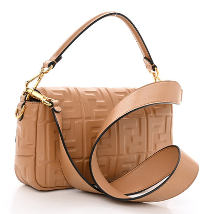 Fendi Nappa FF 1974 Embossed Baguette Miele Scuro 3 of 9
