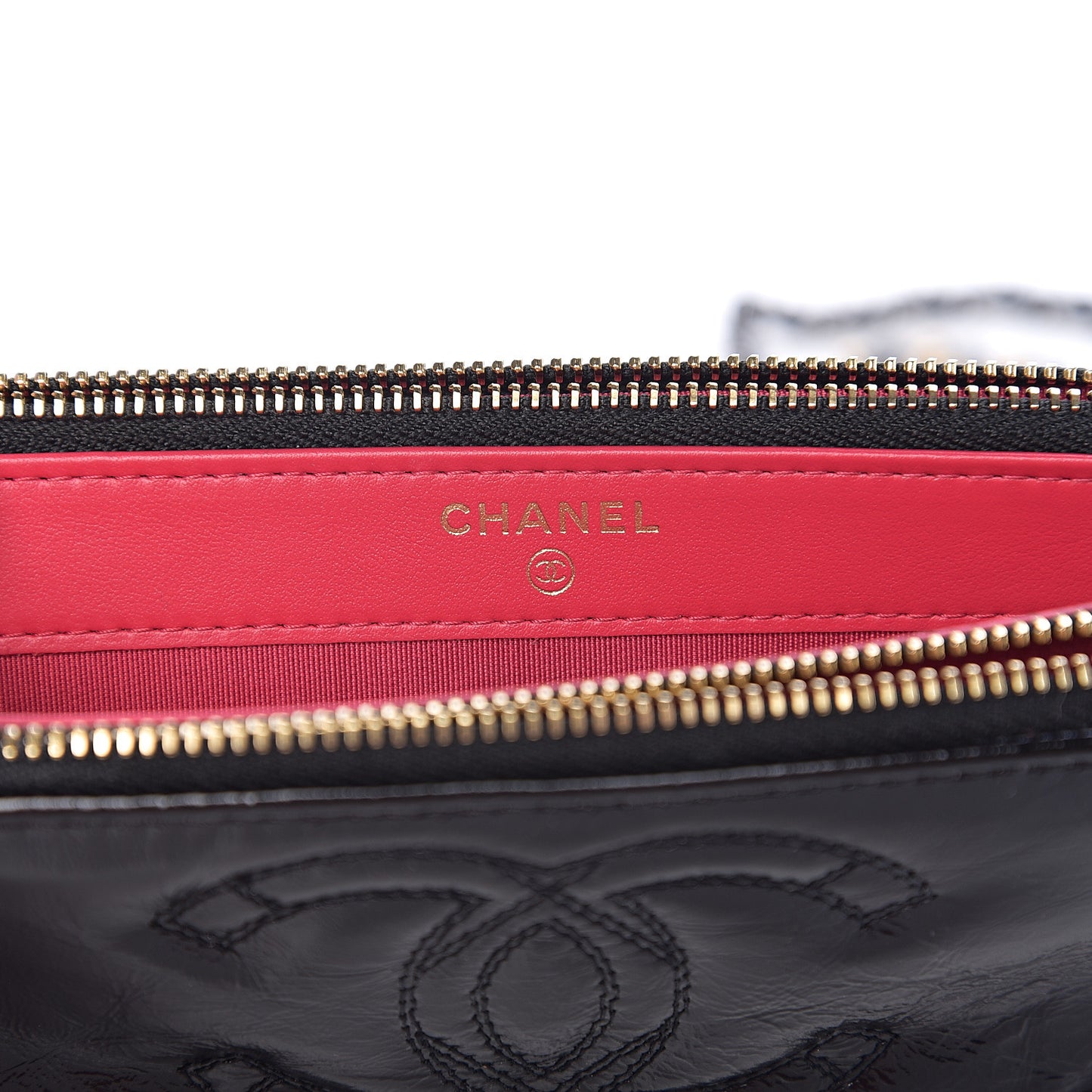 Glazed Aged Calfskin Quilted CC Small Clutch With Chain Black