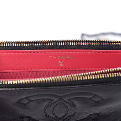 Chanel Glazed Aged Calfskin Quilted CC Small Clutch With Chain Black 5 of 10