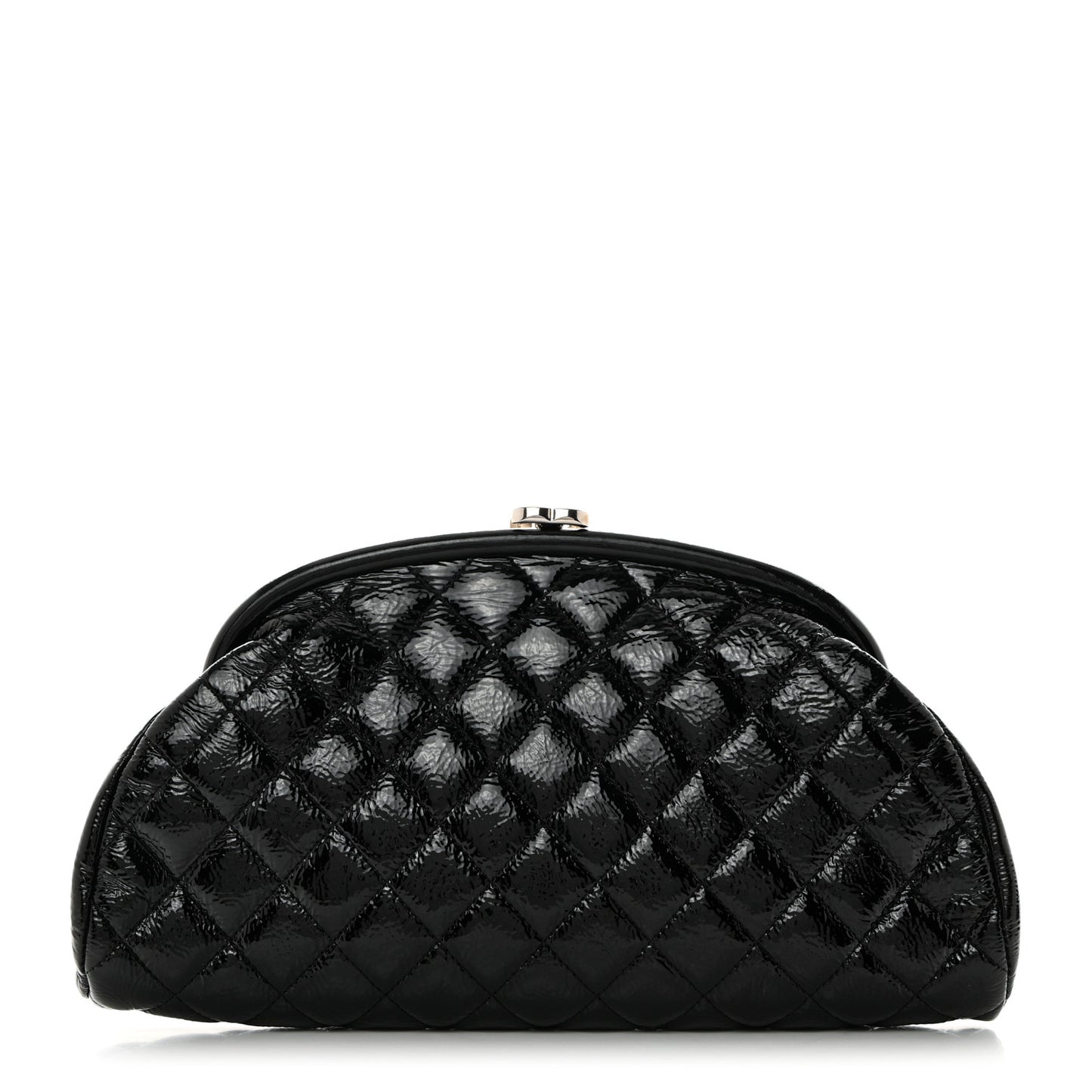 Distressed Patent Quilted Timeless Clutch Black