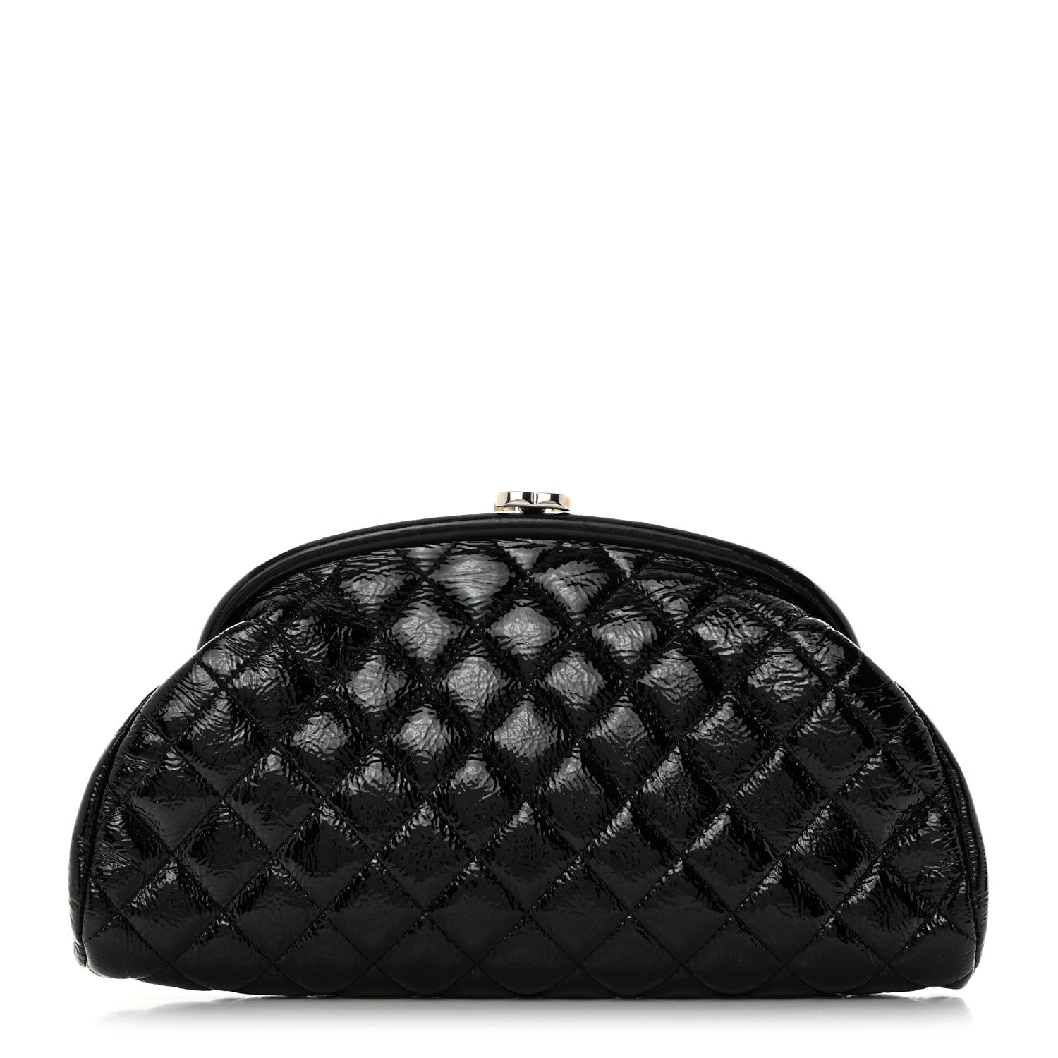 Chanel Distressed Patent Quilted Timeless Clutch Black 1 of 7