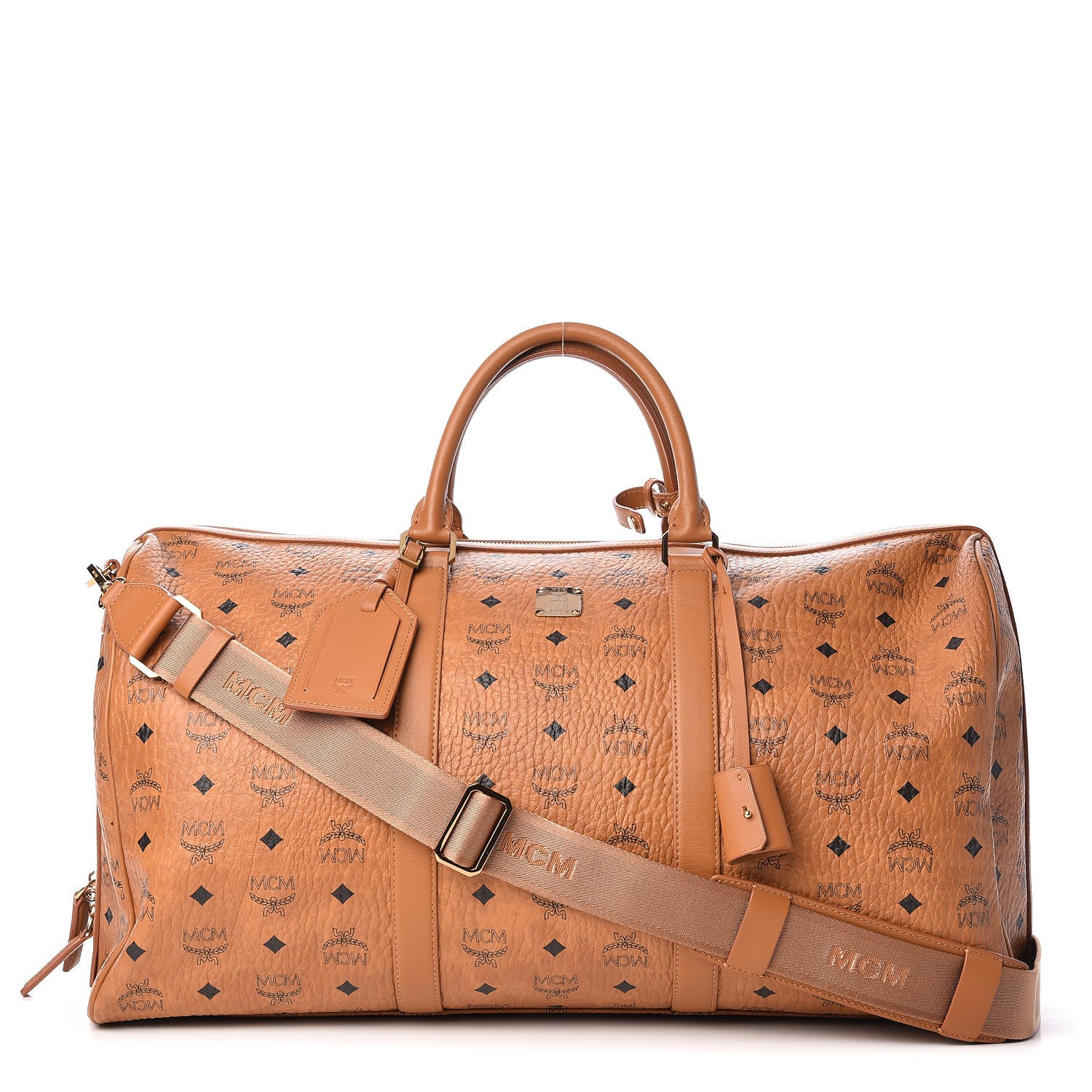 MCM Visetos Large Traveler Weekender Bag Cognac 1 of 12