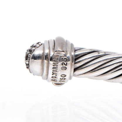 David Yurman Sterling Silver 18K White Gold Diamond 7mm Cable Classics Bracelet 4 of 5