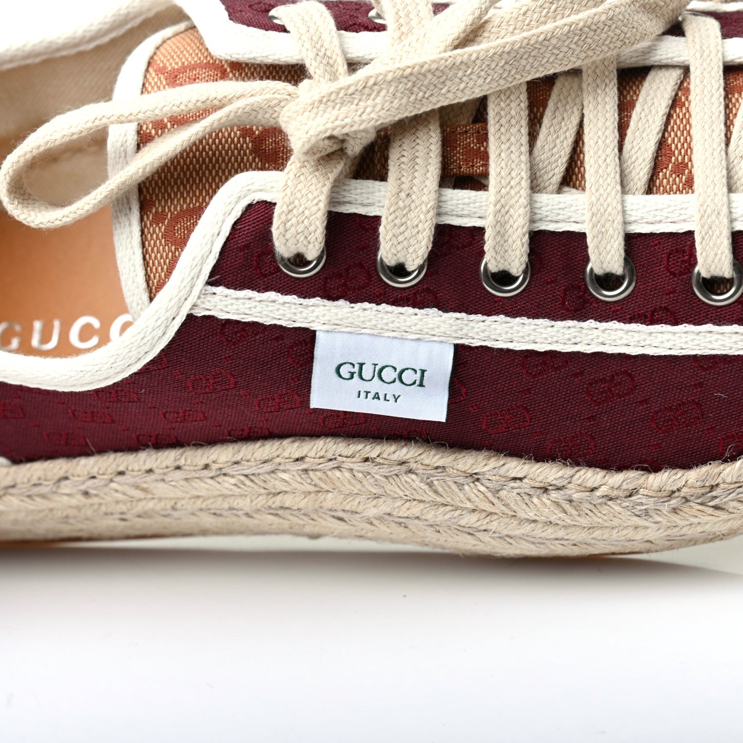 Jacquard Mini GG Monogram Mens Espadrille Sneakers 9 Burgundy Brick Red