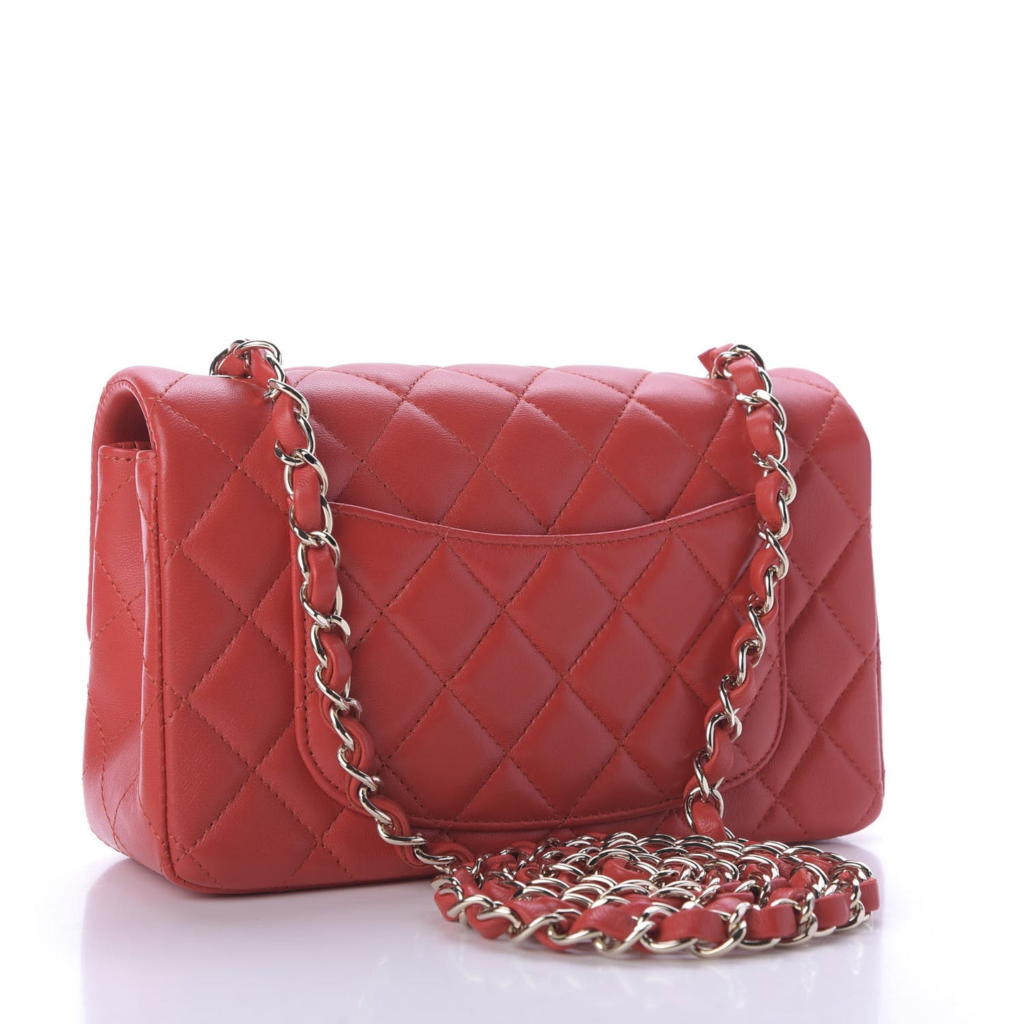 Lambskin Quilted Mini Rectangular Flap Red