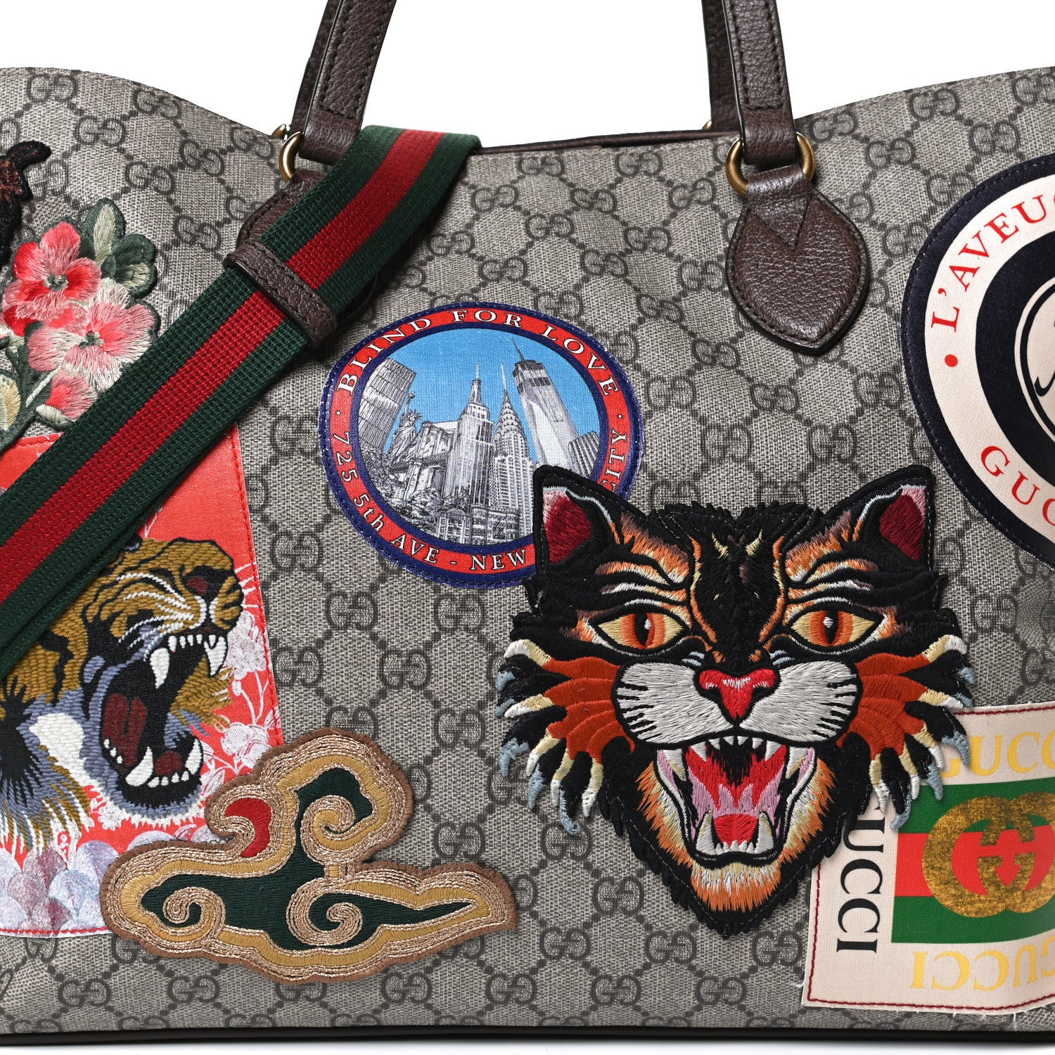 Gucci Soft GG Supreme Monogram Courrier Medium Crossbody Tote Beige New Acero 9 of 13