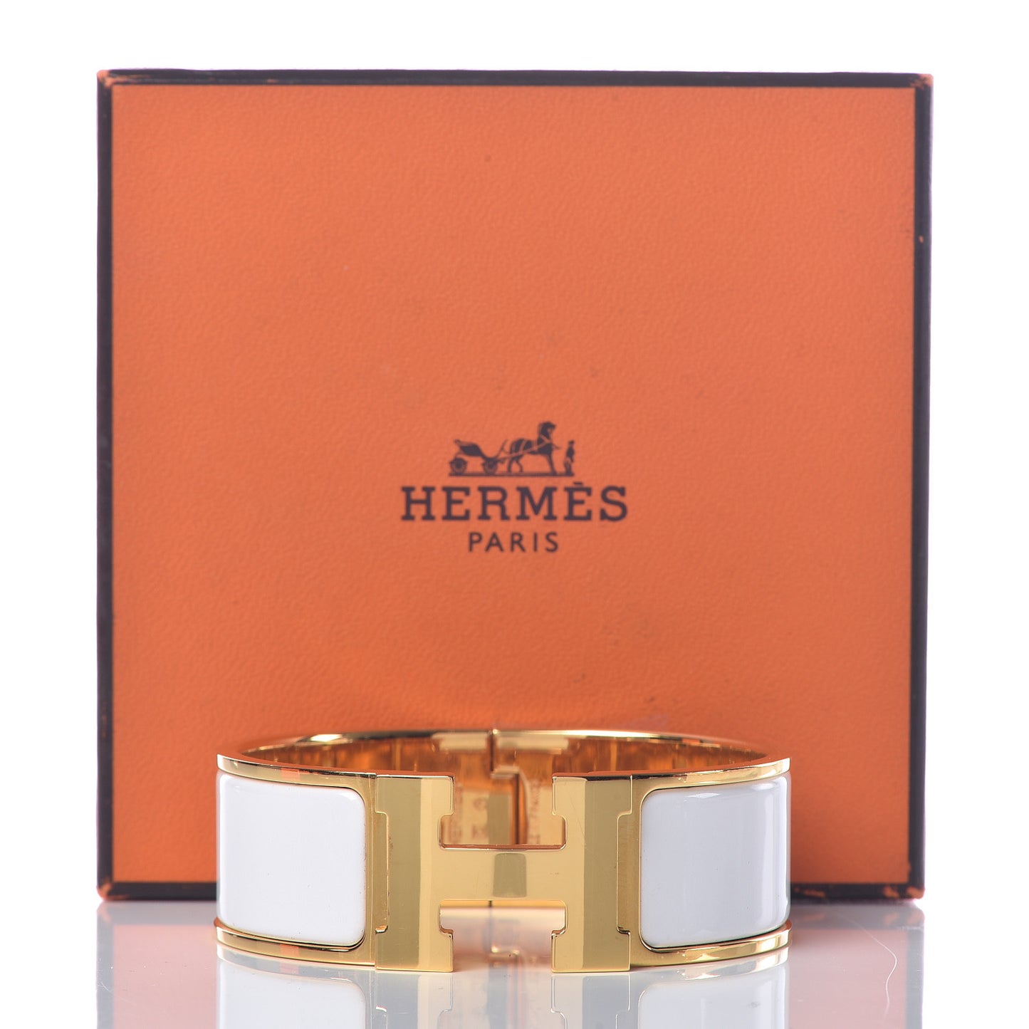 Enamel Wide Clic Clac H Bracelet GM White