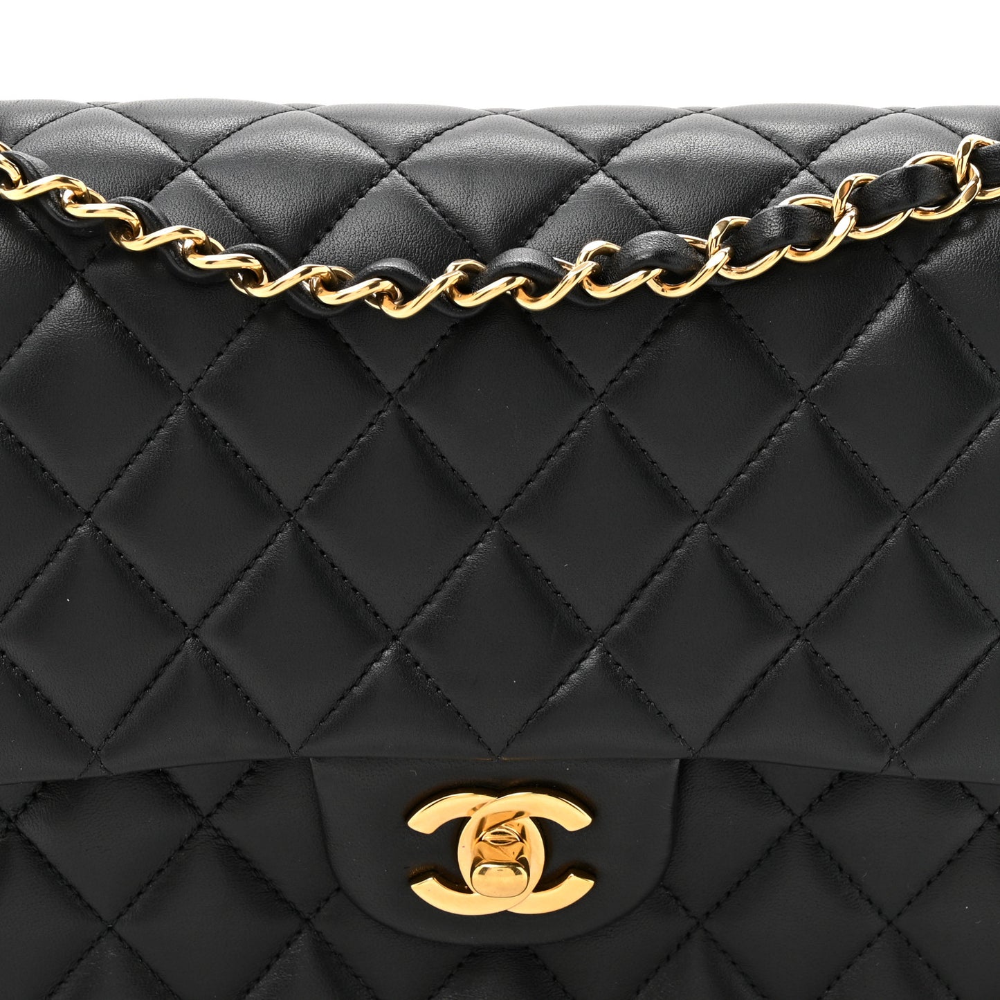 Lambskin Quilted Small Double Flap Black