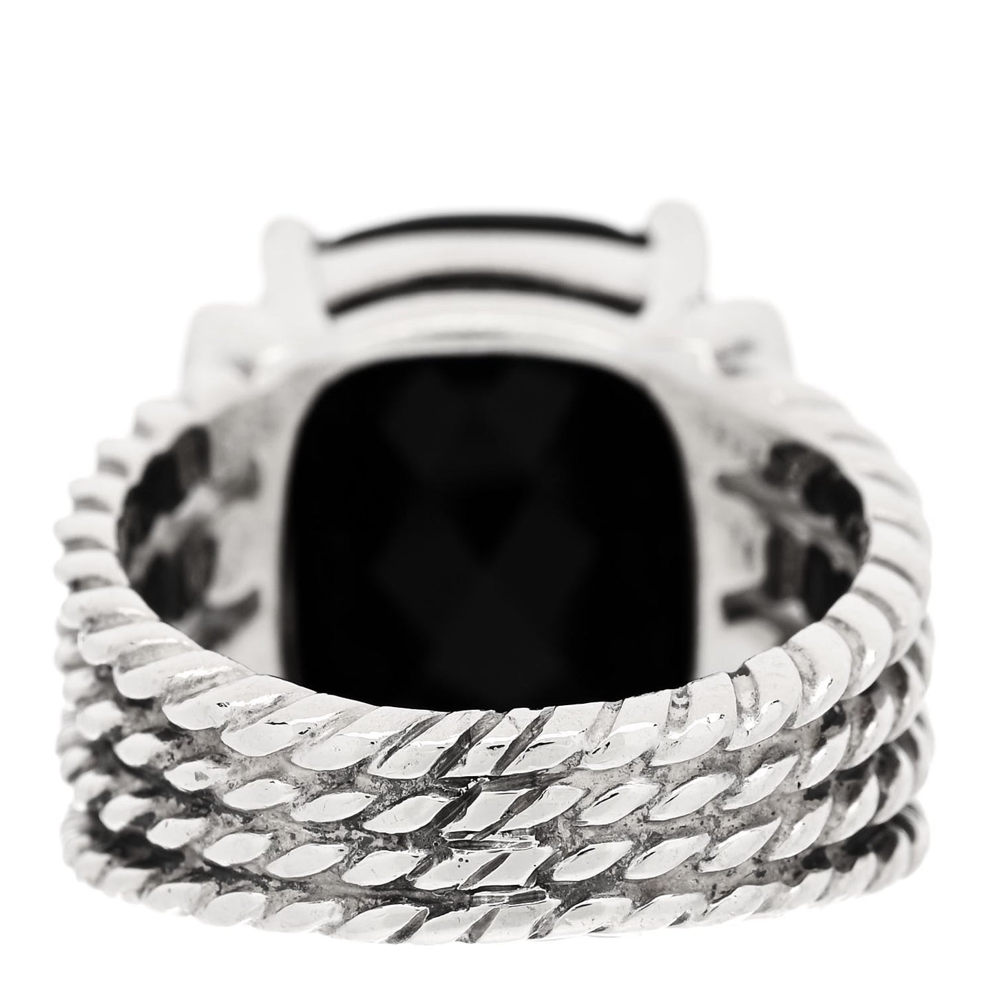 Sterling Silver Diamond Black Onyx 16mm Wheaton Ring 53 6.5