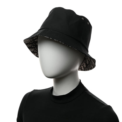 Christian Dior CHRISTIAN DIOR Polyester Cotton Oblique Teddy-D Brim Bucket Hat 58 Black 2 of 8