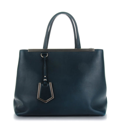 Fendi Calfskin Medium 2Jours Tote Blue Notte Yellow 1 of 7