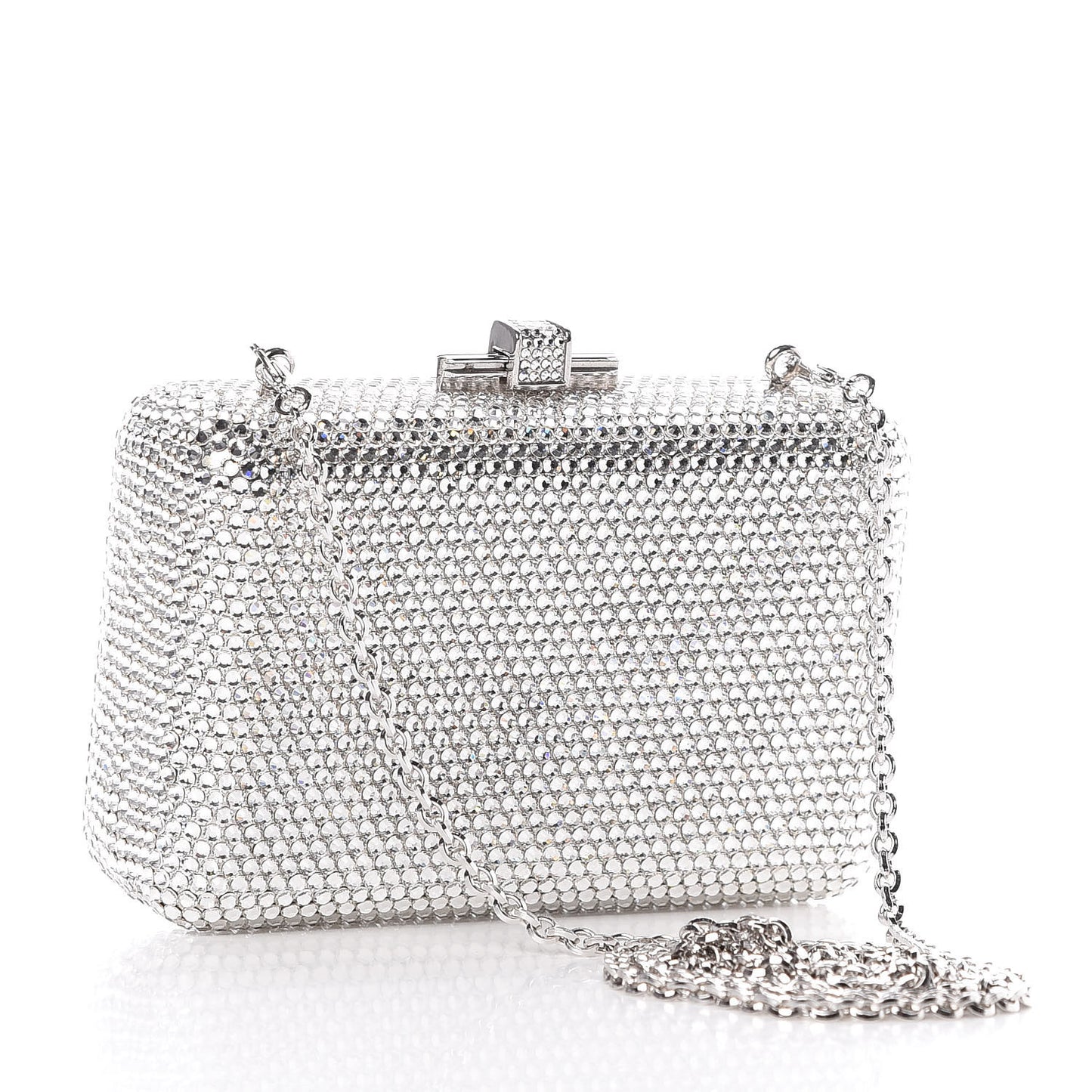 Crystal Minaudiere Clutch Silver