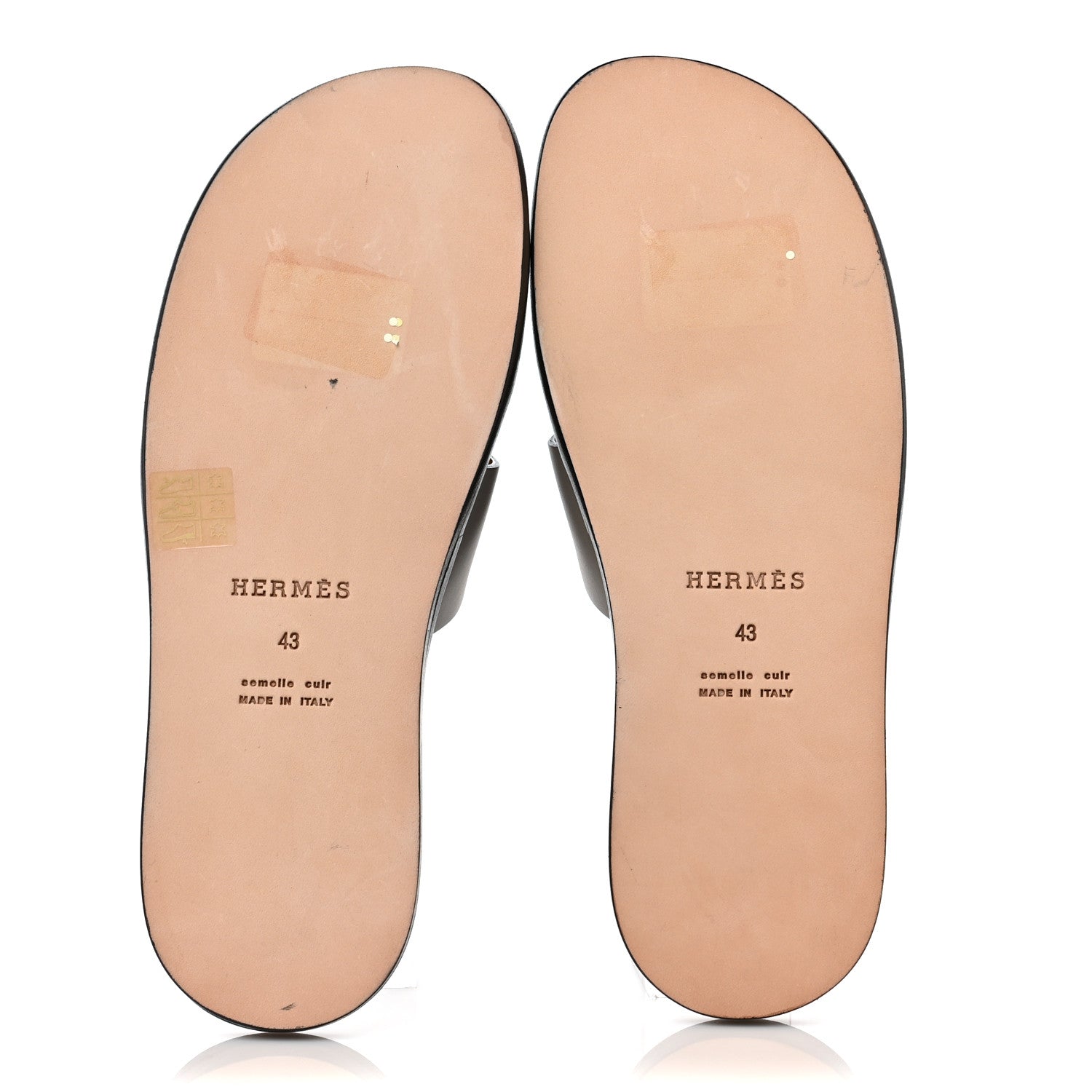 Hermes Calfskin Mens Izmir Sandals 43 Black Gris 5 of 11