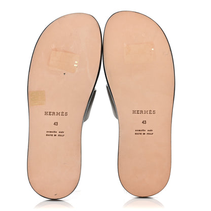 Hermes Calfskin Mens Izmir Sandals 43 Black Gris 5 of 11