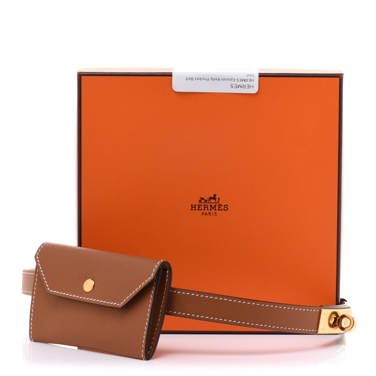 Epsom Kelly Pocket Belt Gold