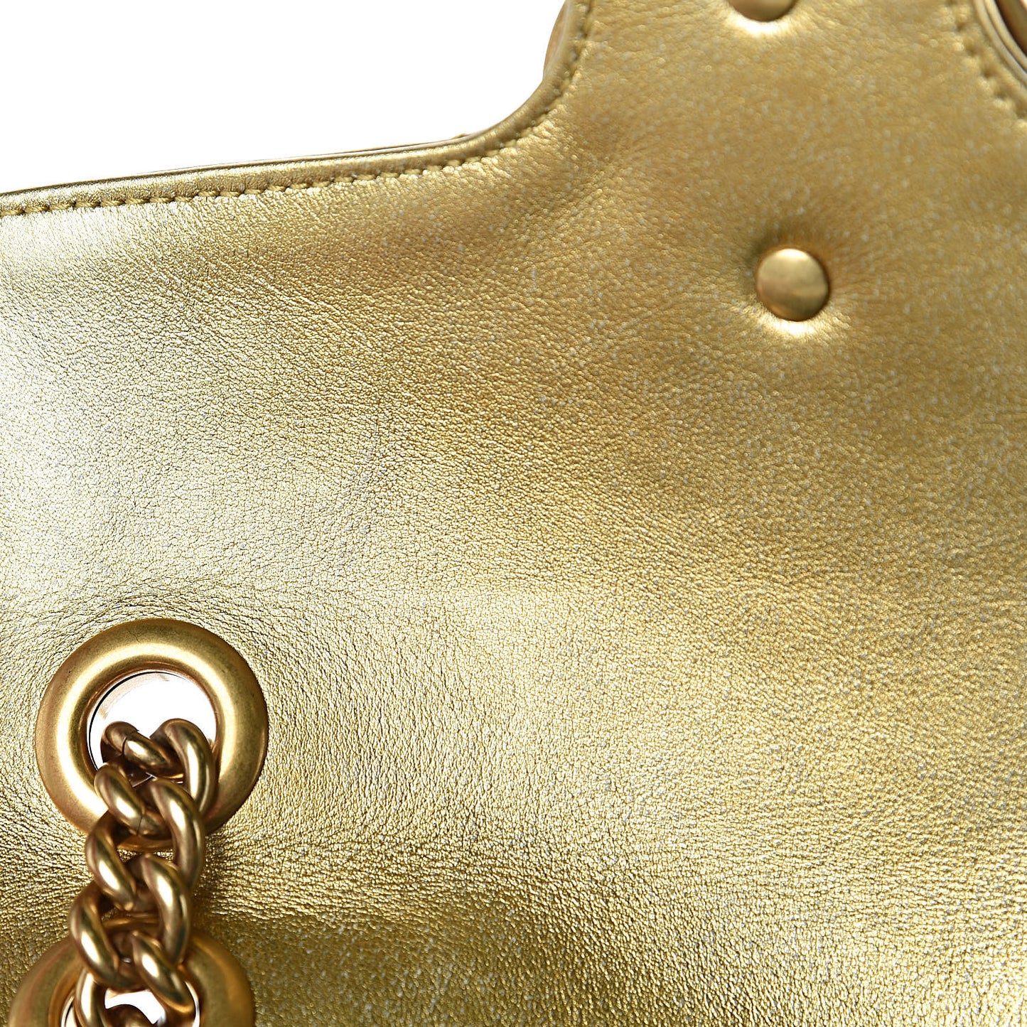 Metallic Calfskin Matelasse Mini GG Marmont Shoulder Bag Gold Pink