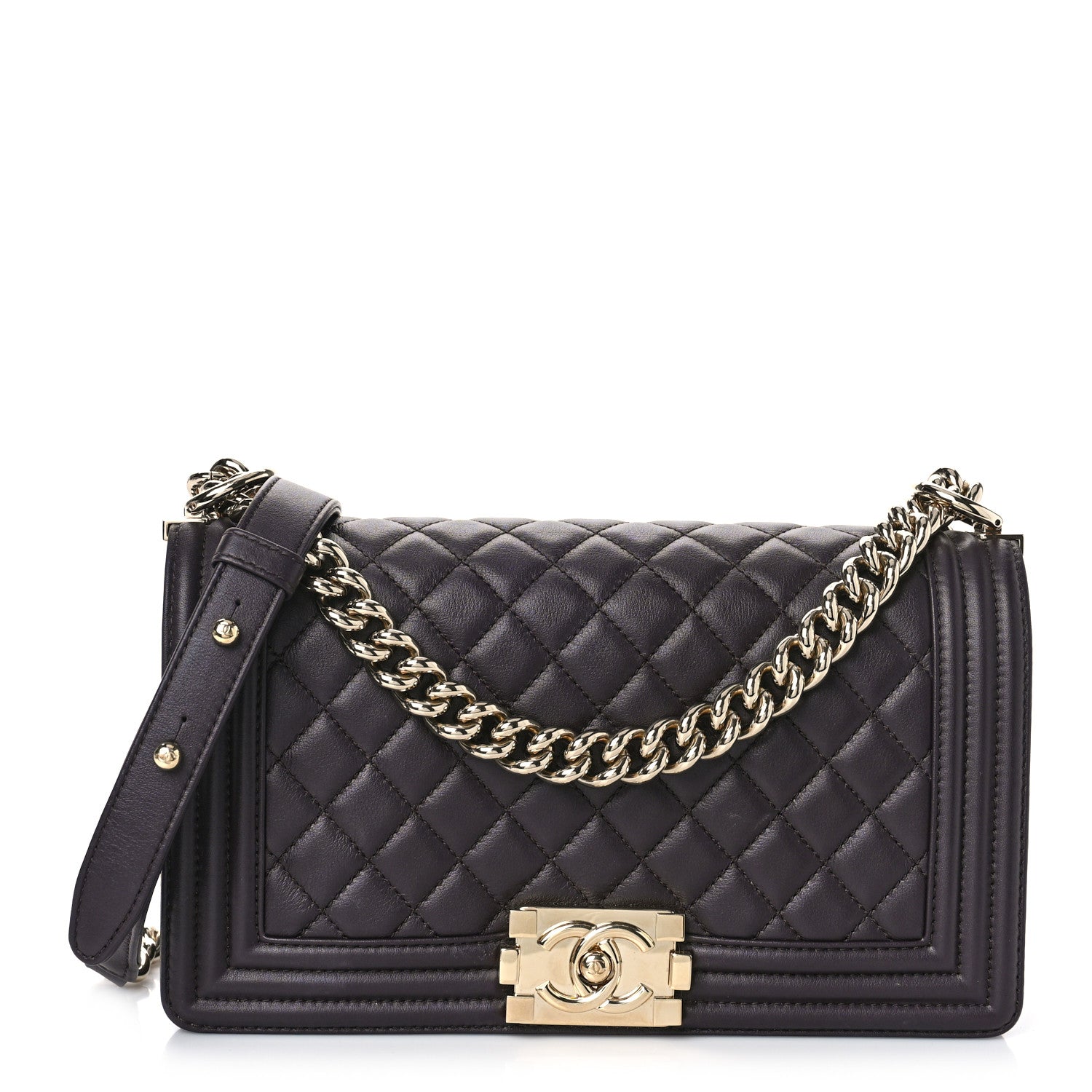 Chanel Calfskin Quilted Medium Boy Flap Dark Brown 1 of 10