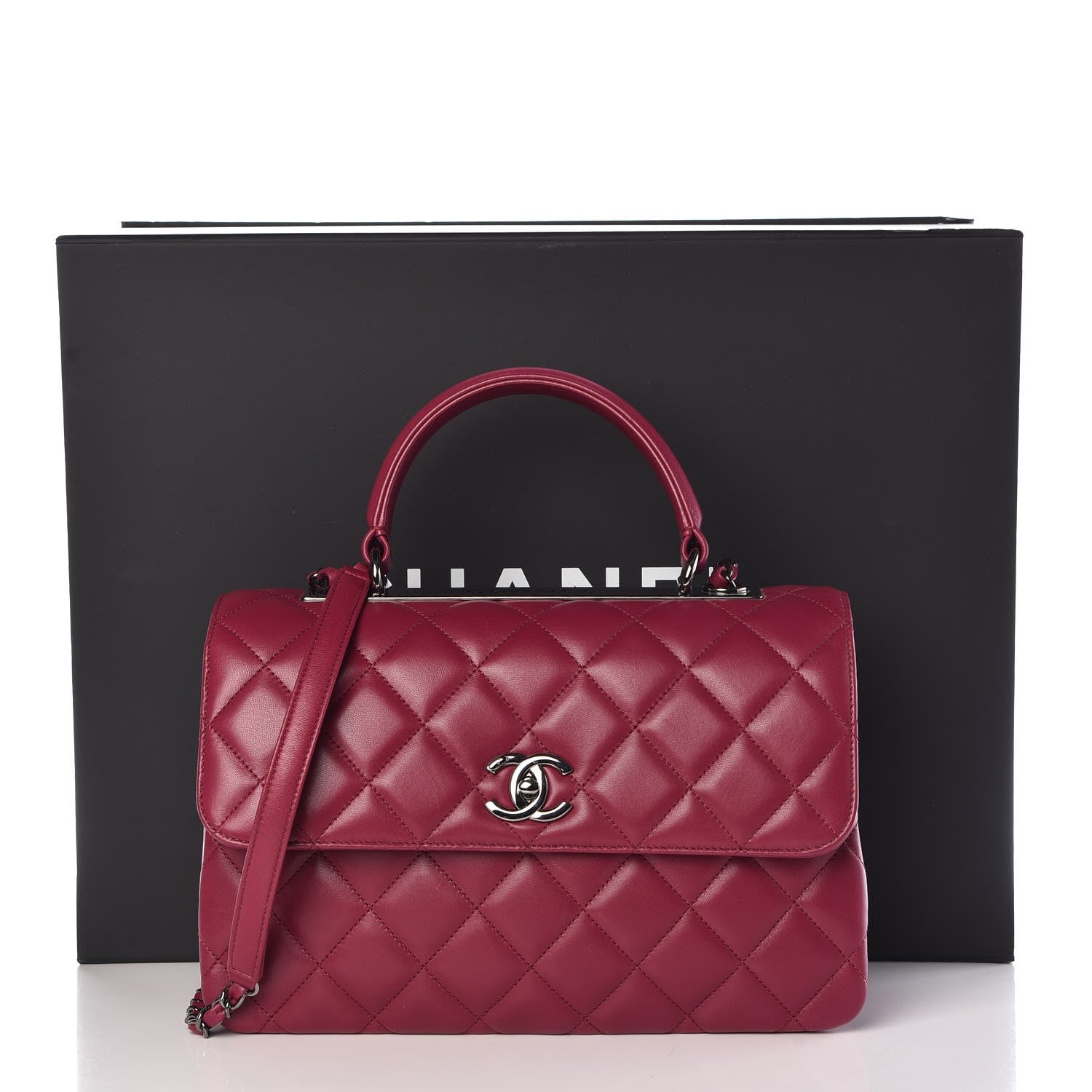 Chanel Lambskin Quilted Medium Trendy CC Flap Dual Handle Bag Dark Pink 8 of 8
