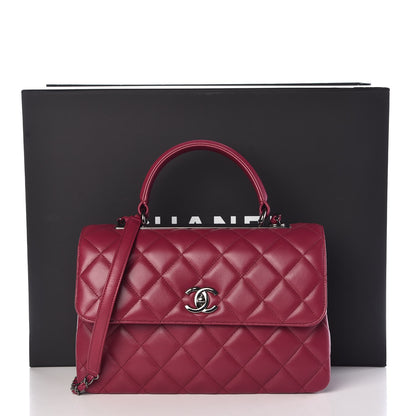 Chanel Lambskin Quilted Medium Trendy CC Flap Dual Handle Bag Dark Pink 8 of 8