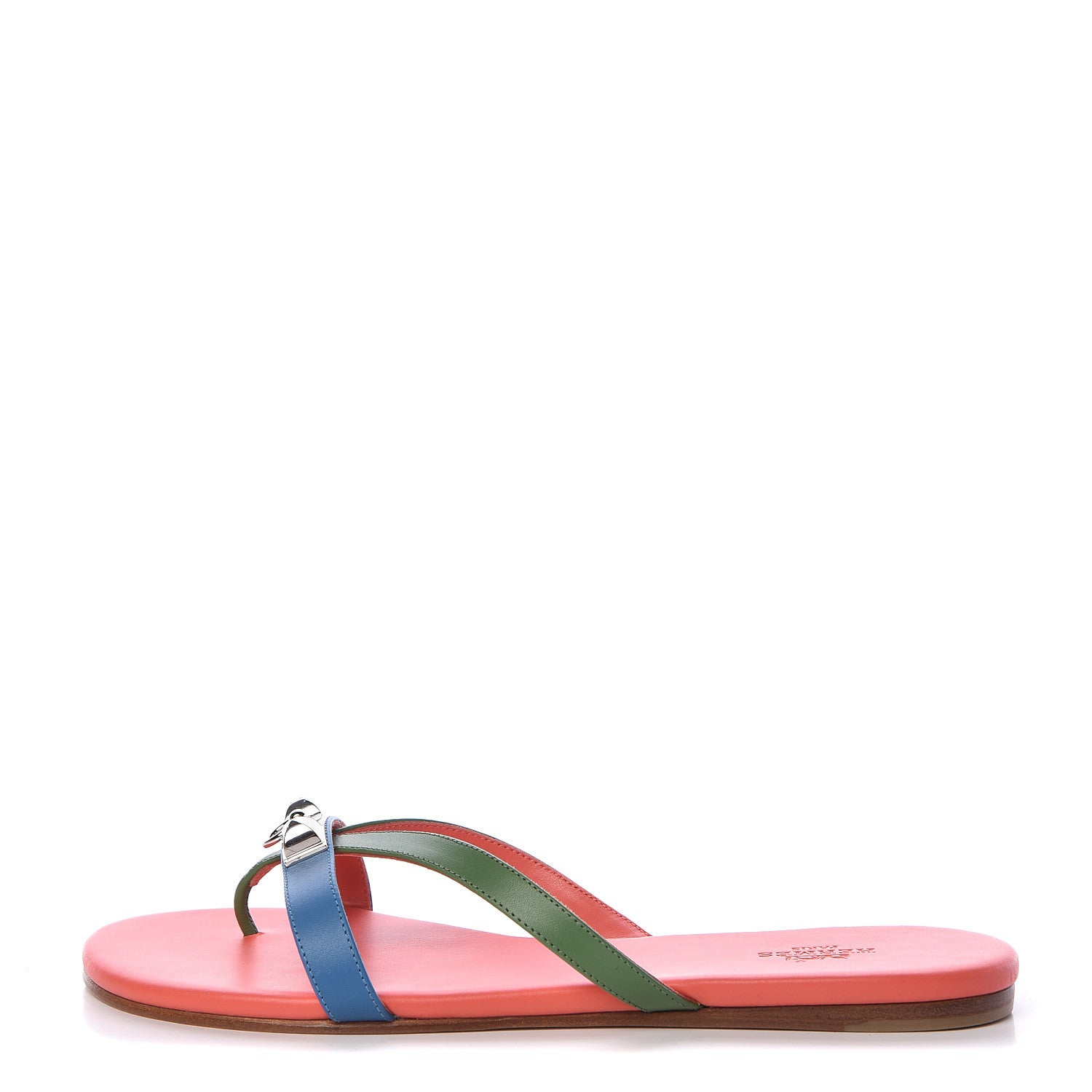 Hermes Nappa Calfskin Corfou Sandals 37 Multicolor Celeste 1 of 9
