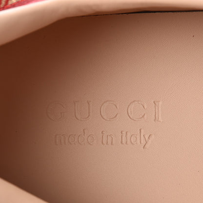 Gucci Miro Soft Calfskin Laminated Ayers Web Bee Embroidered Mens Ace Sneakers 10.5 Hibiscus Red Red Flame Notte 6 of 9