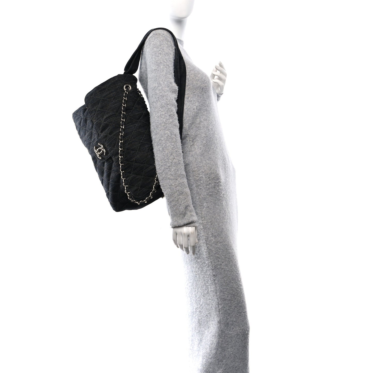 Denim Quilted Stretch Spirit Messenger Bag Dark Blue