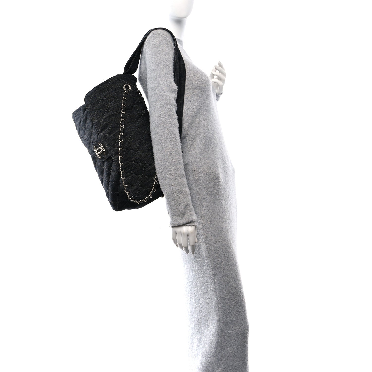 Chanel Denim Quilted Stretch Spirit Messenger Bag Dark Blue 2 of 12