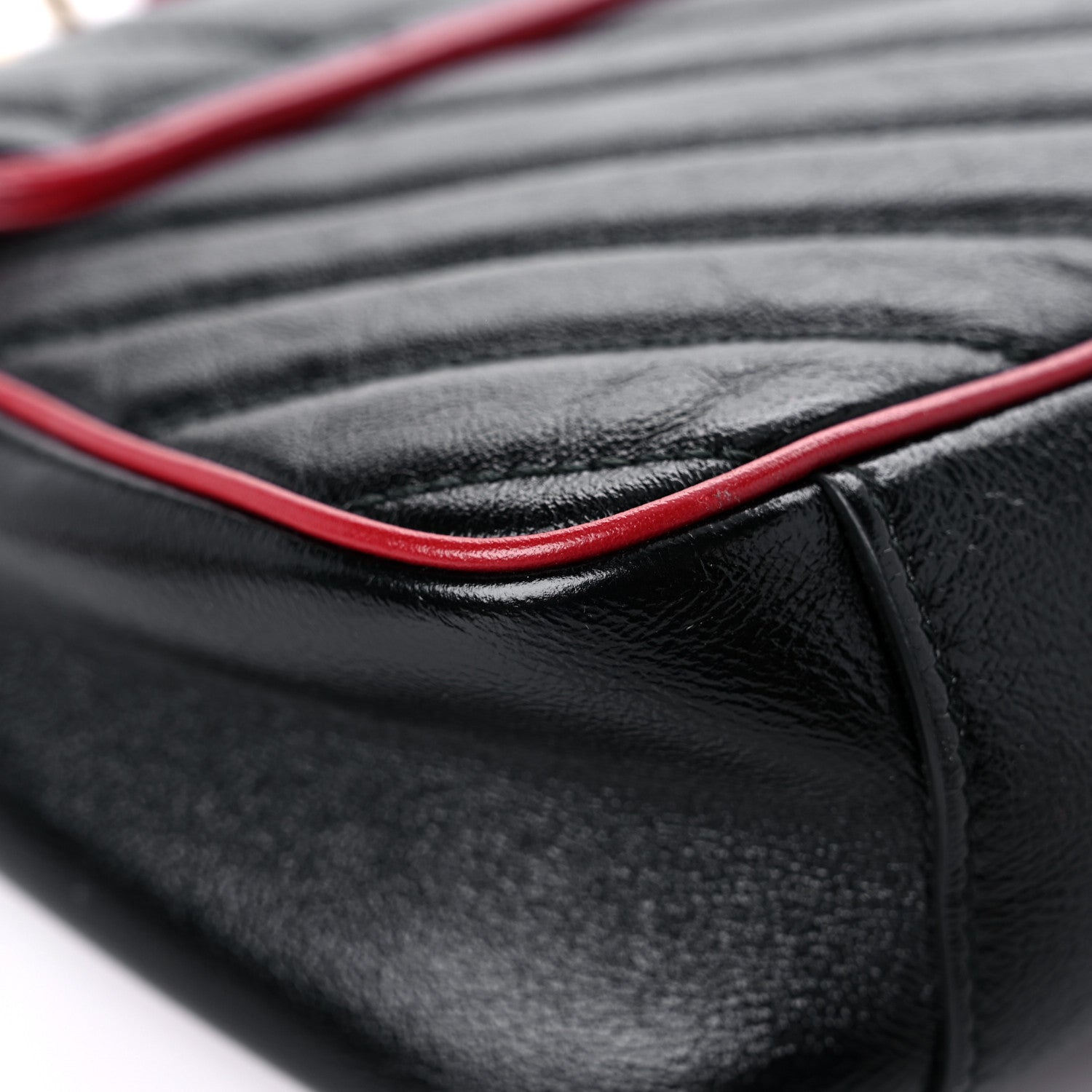 Gucci Vintage Effect Calfskin Matelasse Diagonal Small Torchon GG Marmont Shoulder Bag Black Romantic Cherry 10 of 12