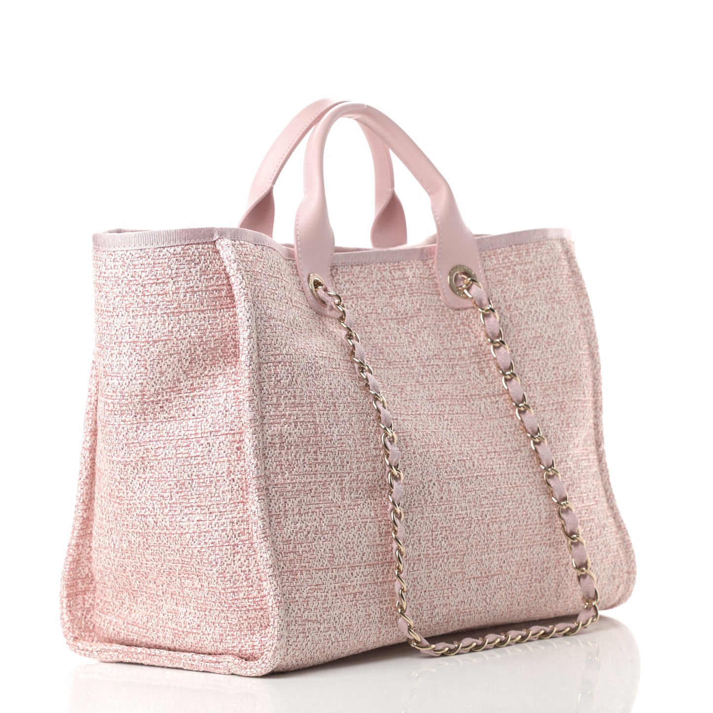 Straw Lurex Medium Deauville Tote Pink