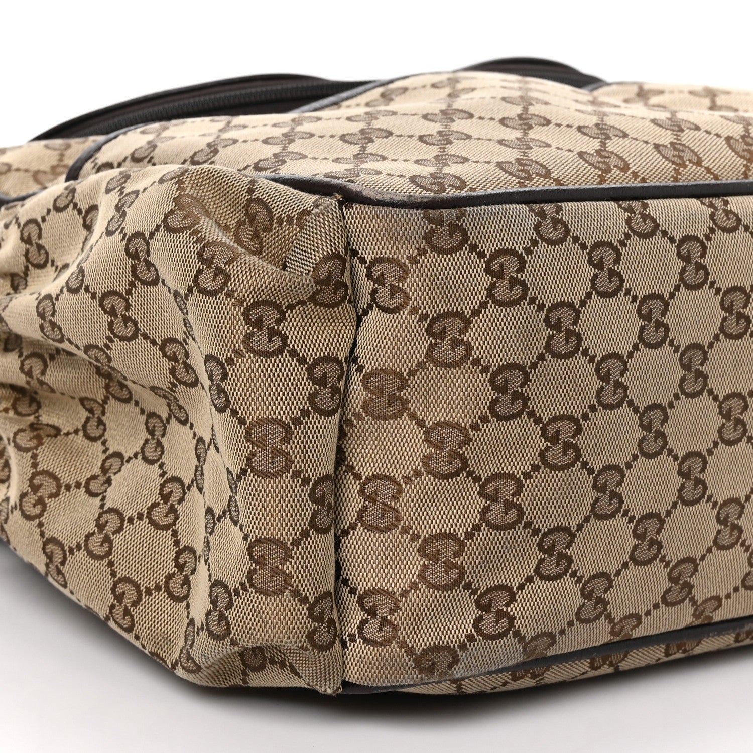 Gucci Monogram Natural Pigskin Large Diaper Bag Beige Ebony Cocoa Dark Chocolate 9 of 16