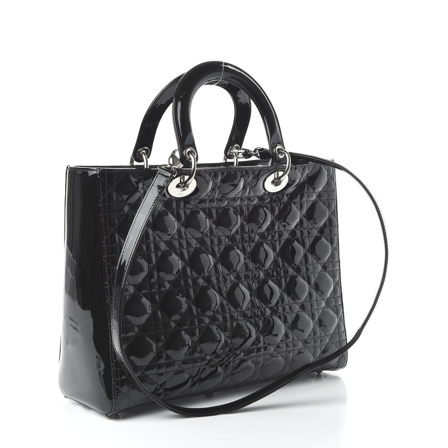 Patent Cannage Large Lady Dior Black