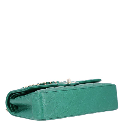 Chanel Metallic Caviar Quilted Medium Double Flap Green 5 of 11