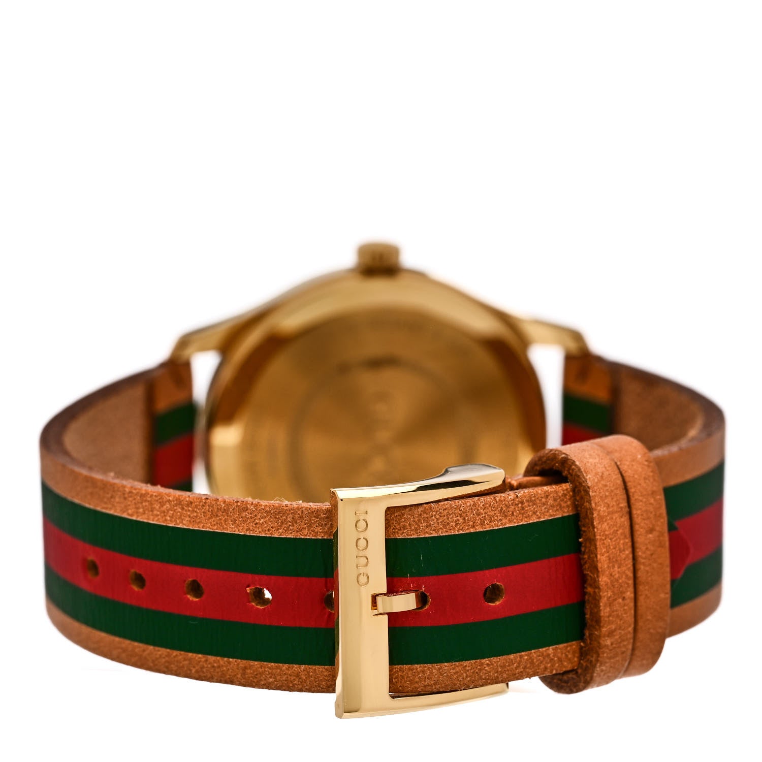Gucci Stainless Steel Calfskin 38mm G-Timeless Stripe Web Quartz Watch Brown 3 of 5