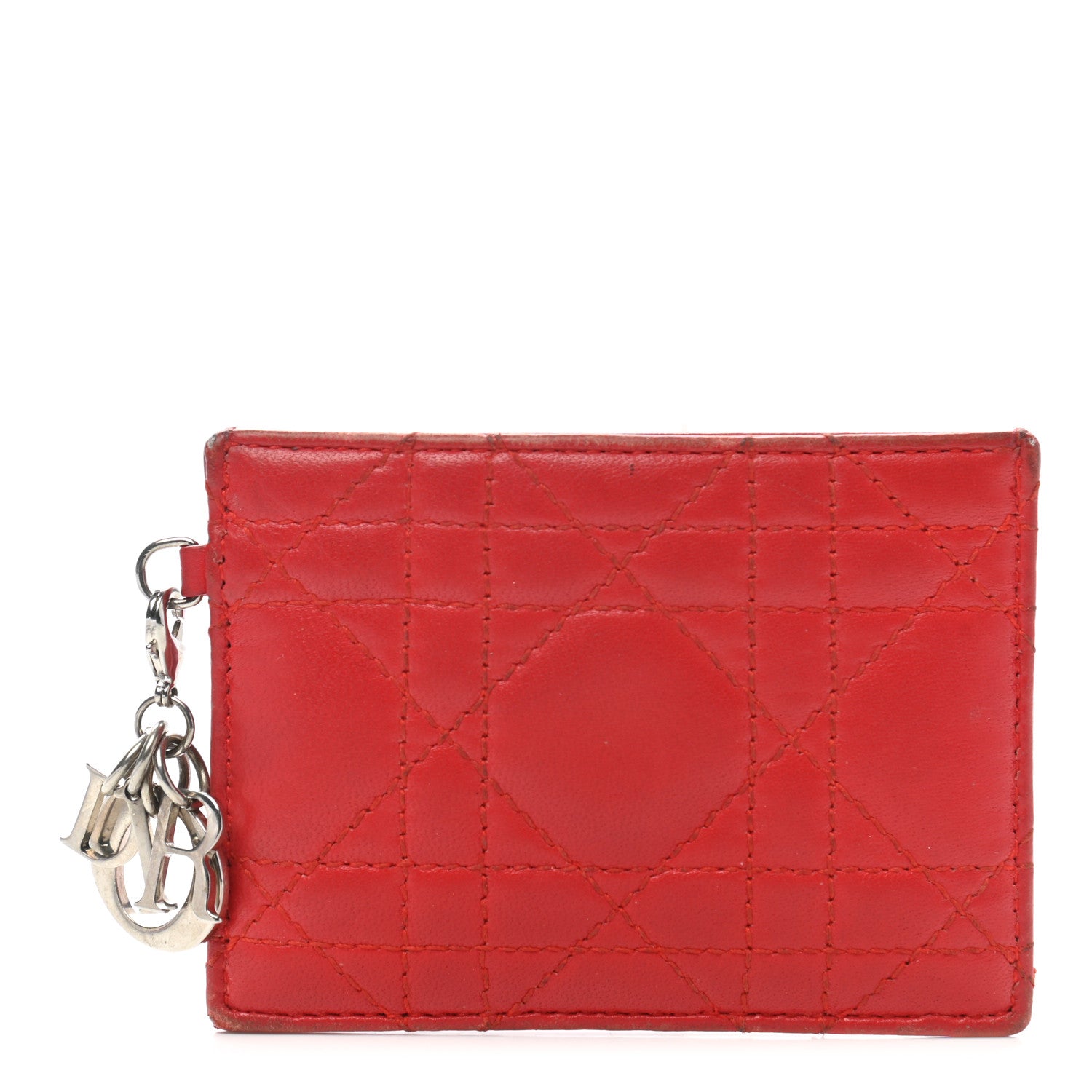 Christian Dior Lambskin Cannage Lady Dior Card Holder Red 1 of 8