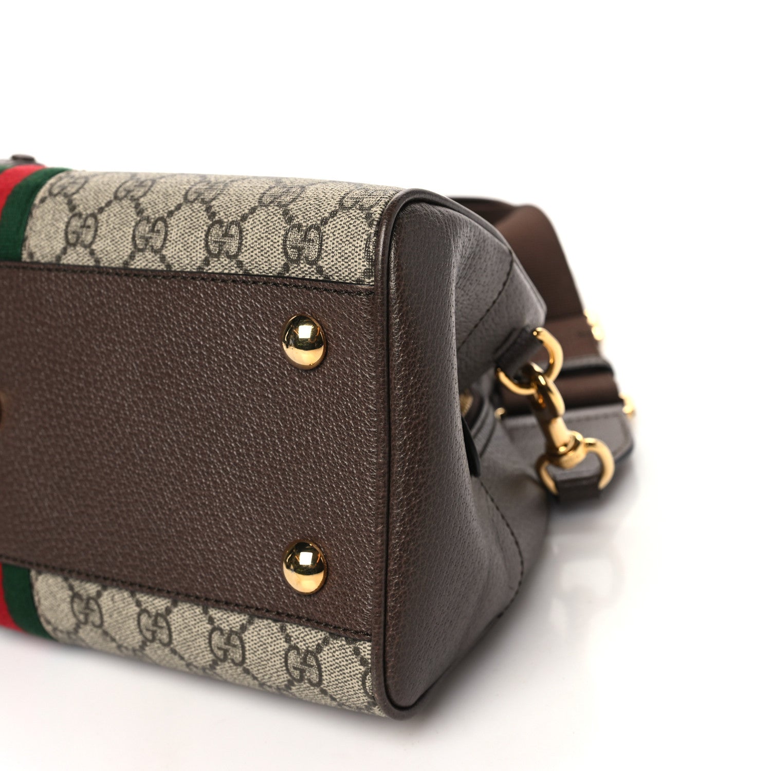 Gucci GG Supreme Monogram Textured Dollar Calfskin Web Medium Ophidia Top Handle Bowler Bag Beige Ebony New Acero 10 of 10