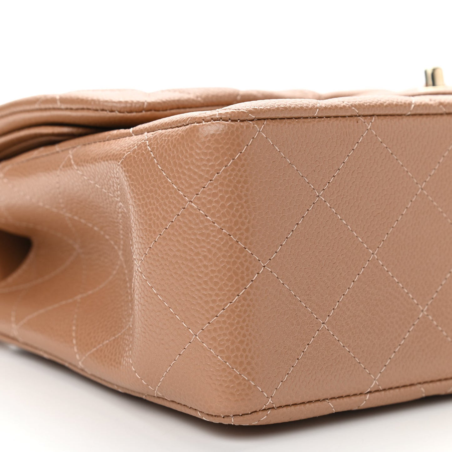 Caviar Quilted Jumbo Double Flap Beige