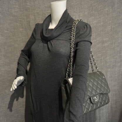 Chanel Caviar Jumbo Double Flap Dark Green 3 of 10