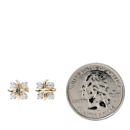 Tiffany Platinum 18K Yellow Gold Diamond Schlumberger Lynn Earrings 2 of 4